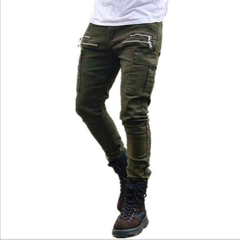 Autumn Men Cargo Pants Hip Hop Harem Joggers Pants Male Trousers Mens Solid Multi-pocket Pants Skinny Fit Sweatpants CX200729