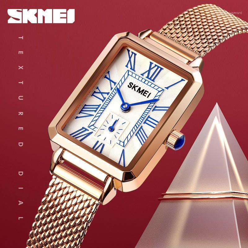 

Wristwatches Fashion Dress Wristwatch Top Brand SKMEI Quartz Watches Women's Luxury Watch Simple Design Clock For Gift Zegarek Damski Reloj, Black-black leather