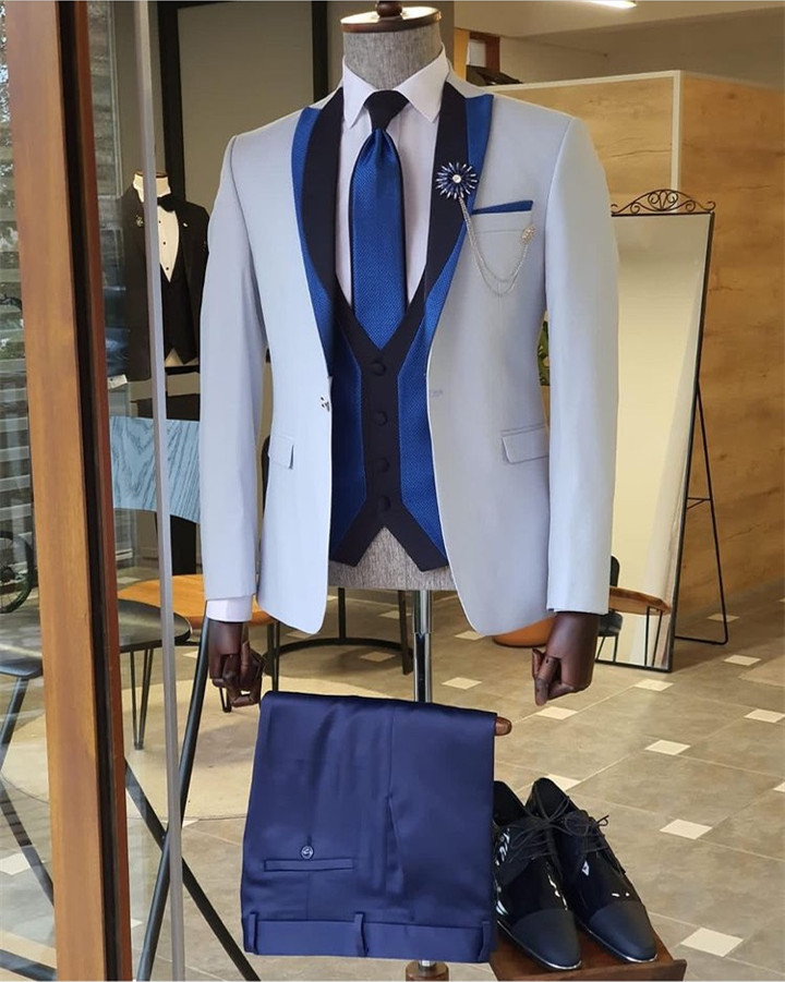 Three-Pieces Men Suits Business Casual tuxedos Slim Fit Groom Party Coat Tailored Night Performance singer Work Wear Wedding Suit