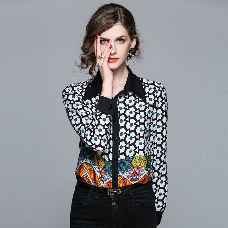 Women Long Sleeve Black Blouses Office Vintage camisas feminina Geometric Floral Prints Patches Casual Shirts ladies tops 210525, Picture color
Women Long Sleeve Black Blouses Office Vintage camisas feminina Geometric Floral Prints Patches Casual Shirts ladies tops 210525, Picture color
