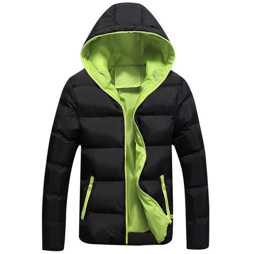 Men Winter Casual Hooded Thick Padded Jacket Zipper Slim Men And Women Coats Men Parka Outwear Warm JK18053 210518