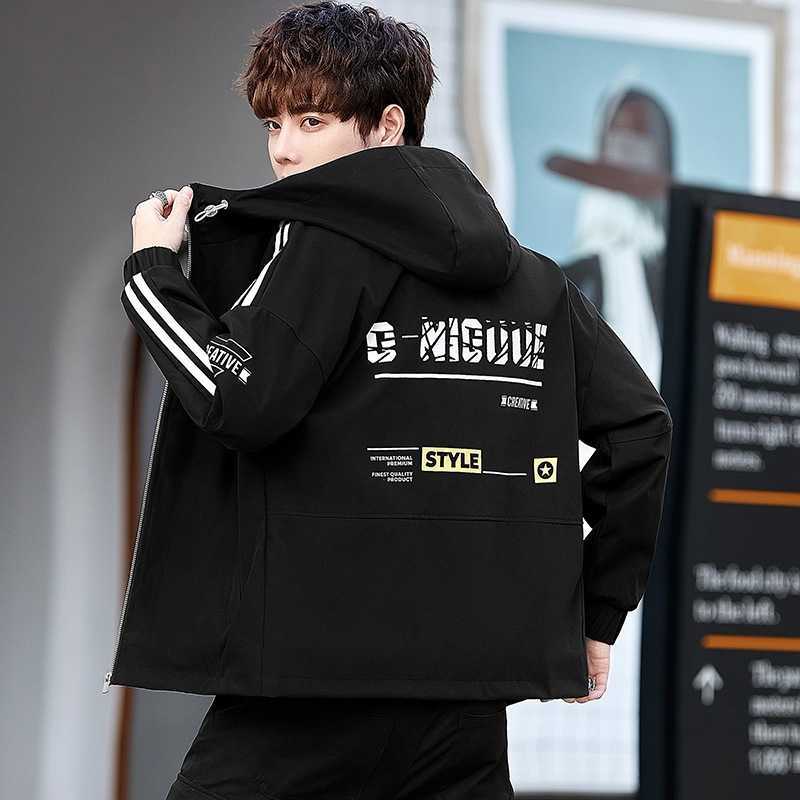 Jacket 2021 spring and autumn new trend hooded long sleeve men's coat, Black;brown
Jacket 2021 spring and autumn new trend hooded long sleeve men's coat, Black;brown
