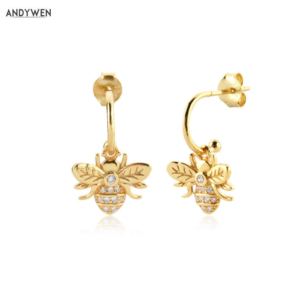 ANDYWEN 925 Sterling Silver Gold Zircon BEE EARRING Piercing Pendiente Drop Earring Fine Jewelry Clips Luxury 210608
ANDYWEN 925 Sterling Silver Gold Zircon BEE EARRING Piercing Pendiente Drop Earring Fine Jewelry Clips Luxury 210608
