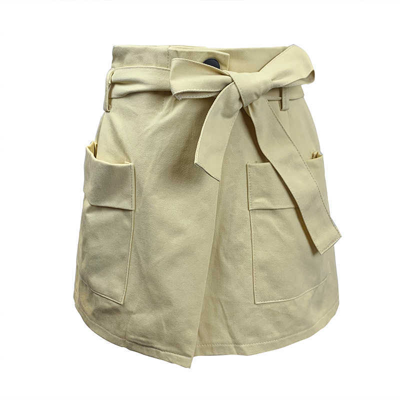 Bow Bandage High Waist Woman Shorts Summer Bottoms Female Causal Solid Wide Leg Short Feminimos 6J347 210603