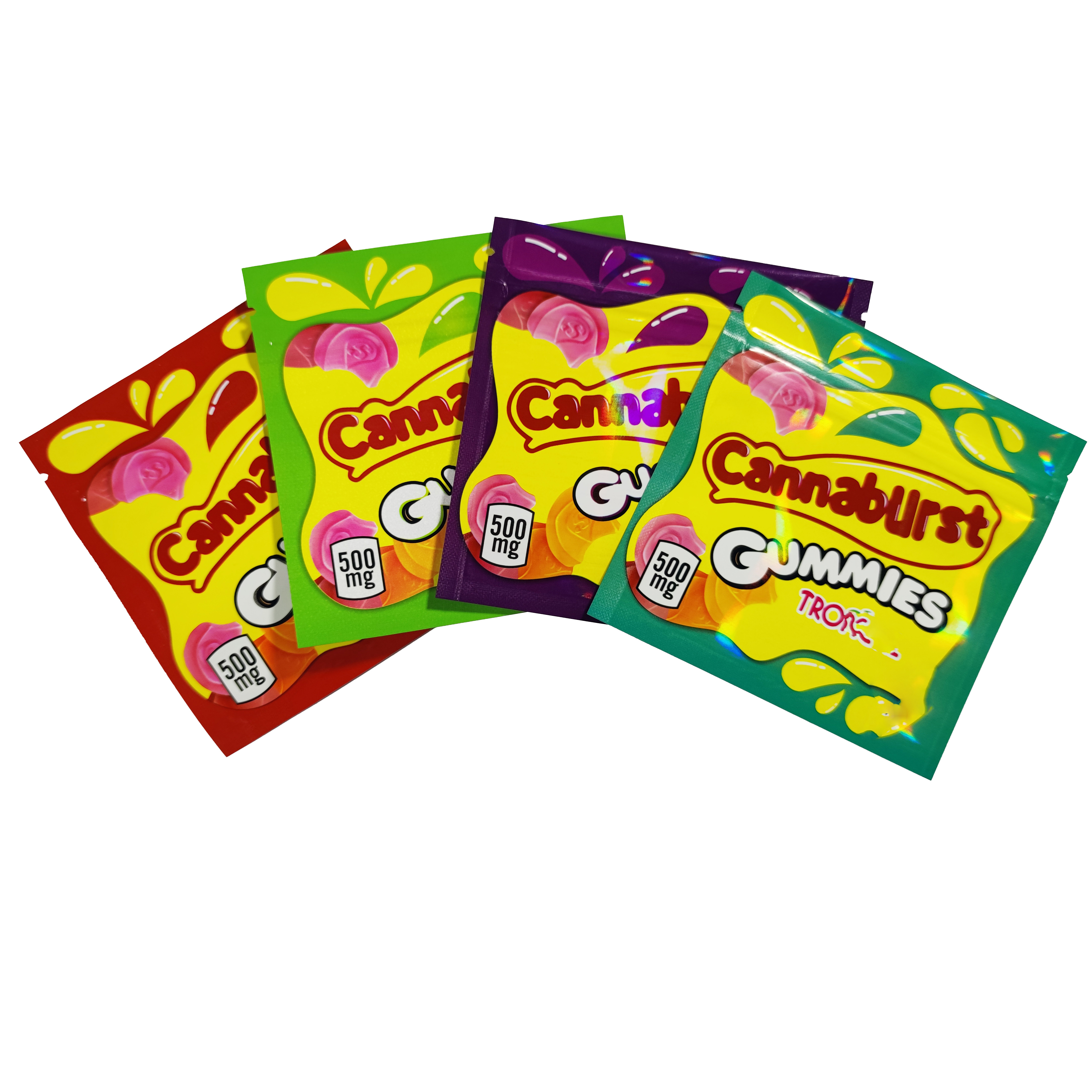 Empty 4 types 500mg Cannaburst packaging bags edible gummmies package bag smell proof resealable zipper pouch packages candy gummy mylar baggies
Empty 4 types 500mg Cannaburst packaging bags edible gummmies package bag smell proof resealable zipper pouch packages candy gummy mylar baggies