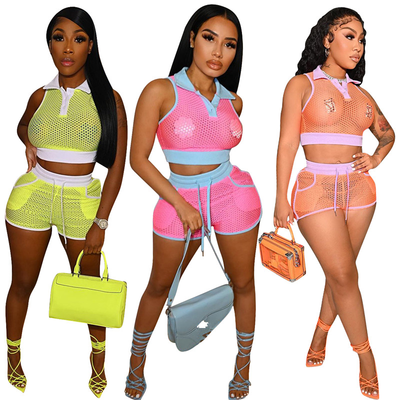 Women Tracksuits Sexy Hollowed Out Tank Top and Shorts Two Piece Set Sheer Mesh See-through Outfits Workout Gym Fitness Joggers Suit Summer Sweatsuit Sportwear от DHgate WW