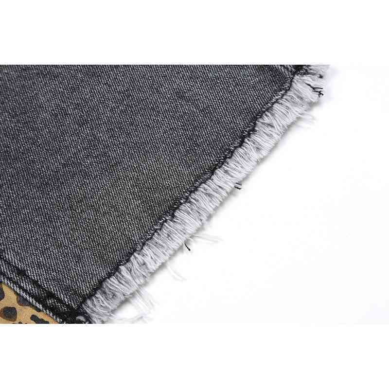 IEFB High Street Hip Hop Jeans Flared Denim Pants Washed Distressed Leopard Patchwork Bottoms Loose Trousers 9Y7288 210524