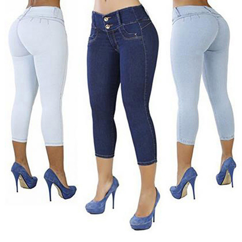 2021 Plus Size Women Sexy Casual Cropped Pants Solid Color Button Fly Waist Slim Trousers Breathable Elastic Pencil Pants, Light blue
2021 Plus Size Women Sexy Casual Cropped Pants Solid Color Button Fly Waist Slim Trousers Breathable Elastic Pencil Pants, Light blue