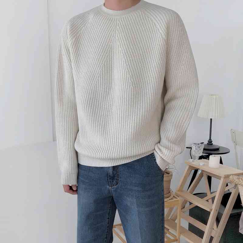 IEFB Korean vintage fashion sweater men's autumn winter thickened loose round collar trend Pullover kintwear casual tops 9Y4565 210524