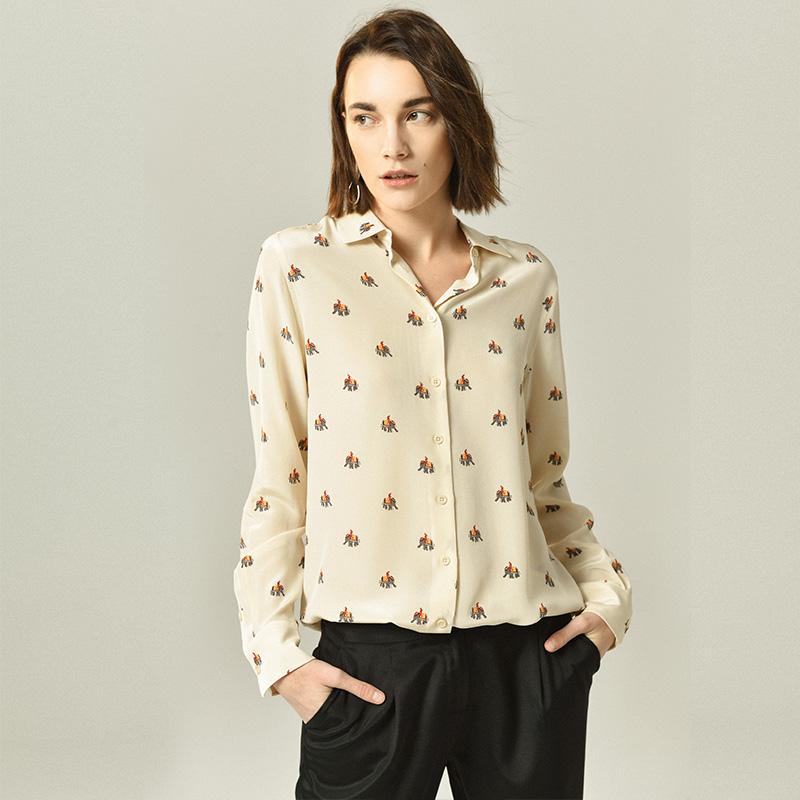 Women's Blouses & Shirts High Quality Silk Blouse Women Shirt Elephant Printed Turn-down Collar Long Sleeves Translucent Fabric Fashion, As picture
Women's Blouses & Shirts High Quality Silk Blouse Women Shirt Elephant Printed Turn-down Collar Long Sleeves Translucent Fabric Fashion, As picture