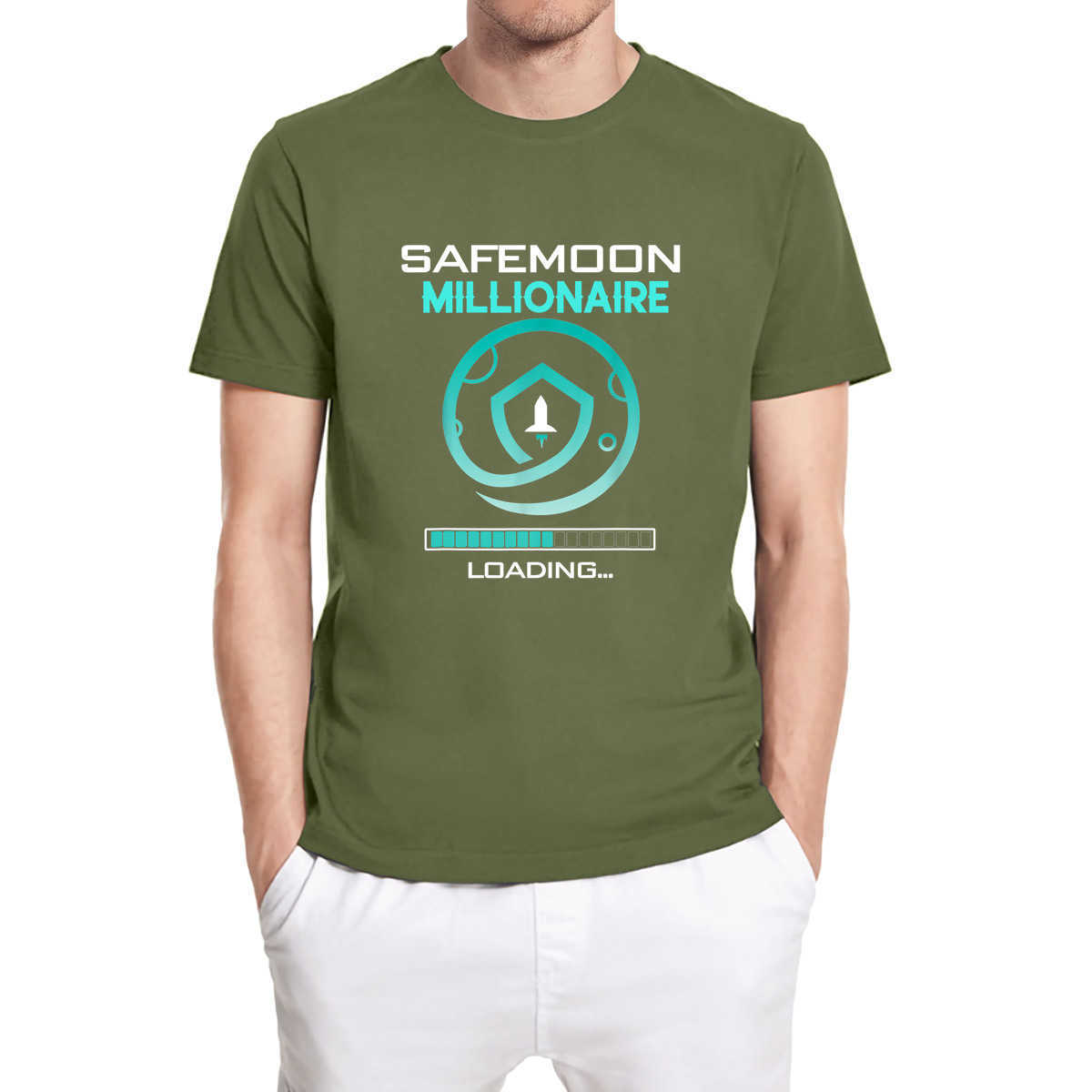 Funny Safemoon Millionaire Loading Cryptocurrency Men's Shirt Short Sleeve Vintage Unisex T-Shirt Cotton Tops Tee Oversize 210629