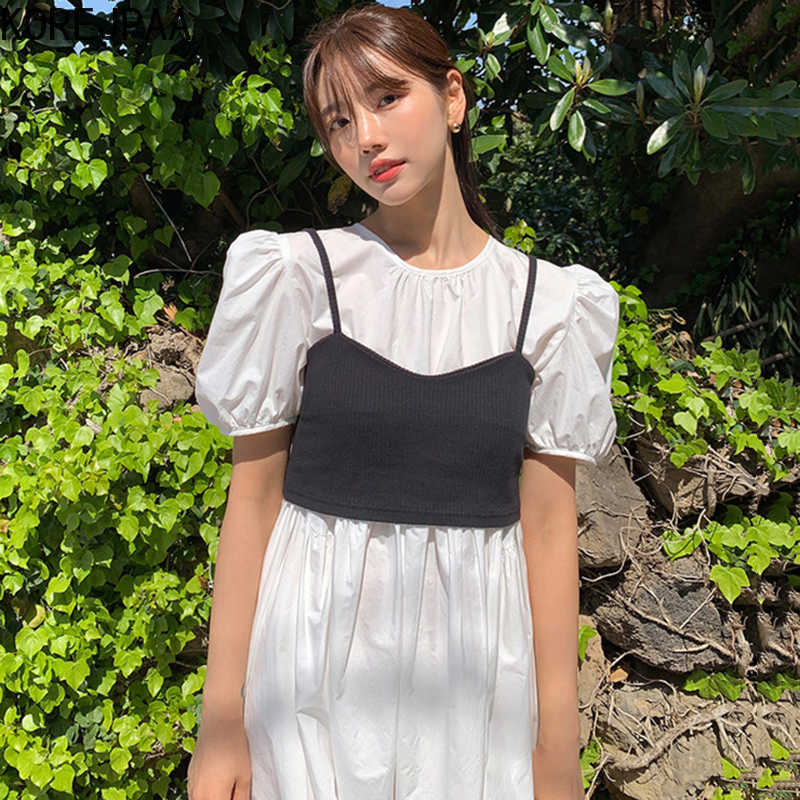 Korejpaa Women Dress Set Summer Korean Vintage Pleated Bubble Sleeves Loose Dress with Knitted Small Sling Two-piece Vestido 210526, Photo color
Korejpaa Women Dress Set Summer Korean Vintage Pleated Bubble Sleeves Loose Dress with Knitted Small Sling Two-piece Vestido 210526, Photo color