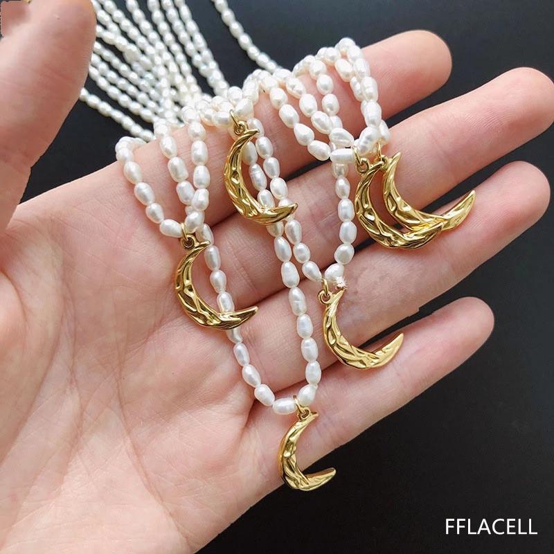 Pendant Necklaces 2021 Geometric Natural Freshwater Pearl Moon Chocker Clavicle Necklace Titanium Steel For Women Party Jewelry, Silver
Pendant Necklaces 2021 Geometric Natural Freshwater Pearl Moon Chocker Clavicle Necklace Titanium Steel For Women Party Jewelry, Silver