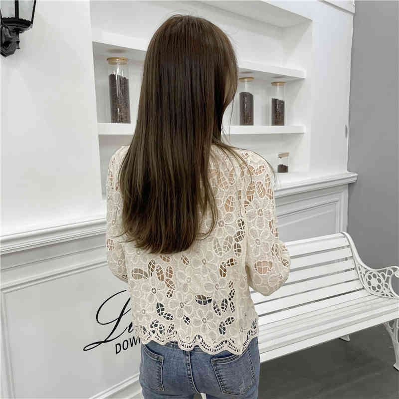 Summer Elegant Lace Blouse Crochet Tops Kimono Cardigan Women Sexy Hollow Out Beach Wear Thin Coat Blusa Mujer 210515