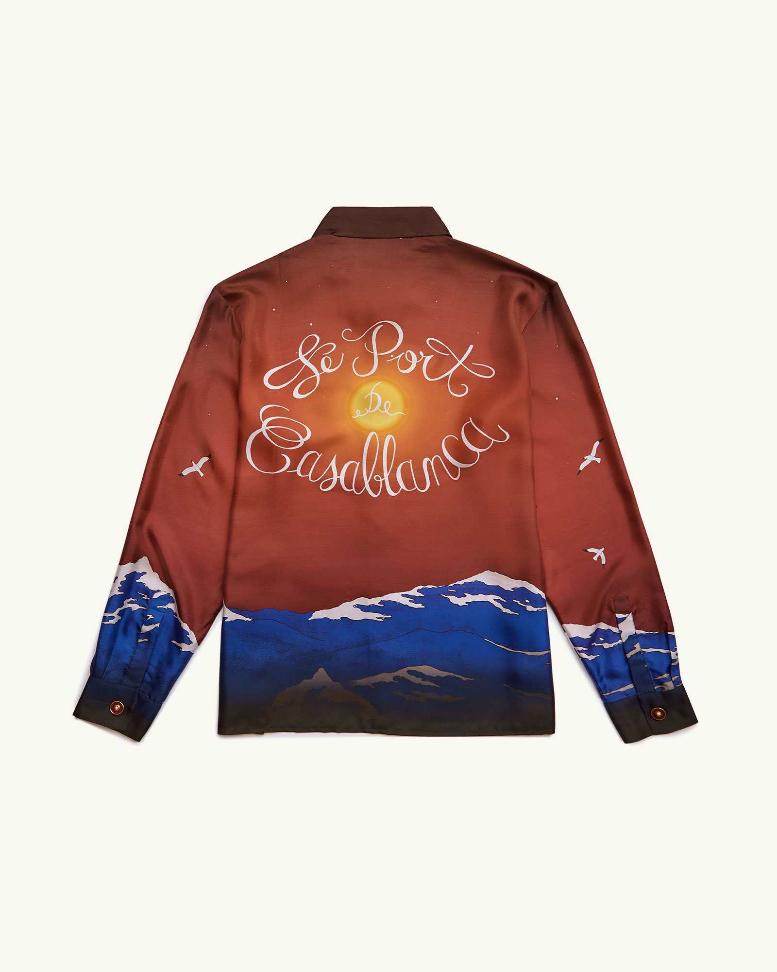 Casablanca Island Sunset Sicilian printed silk Unisex Hawaiian fashion long sleeve shirt, White;black
Casablanca Island Sunset Sicilian printed silk Unisex Hawaiian fashion long sleeve shirt, White;black