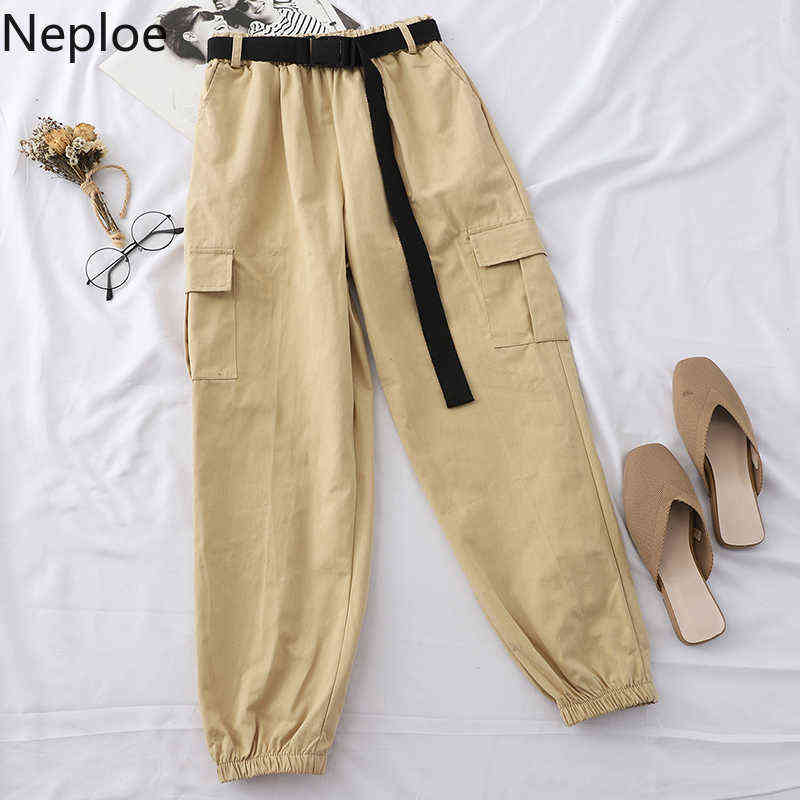 Neploe Harajuku Pants Streetwear Cargo Women Casual Joggers Sweatpants High Waist Female Trousers Korean Pantalon Belt 211115