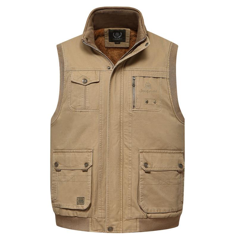 Men's Vests Men Vest Autumn Outdoor Multi-pocket Velvet Thick Coat Cashmere Warm Windproof Cotton Jacket Plus Size Solid Color Waistcoat, 02 
Men's Vests Men Vest Autumn Outdoor Multi-pocket Velvet Thick Coat Cashmere Warm Windproof Cotton Jacket Plus Size Solid Color Waistcoat, 02