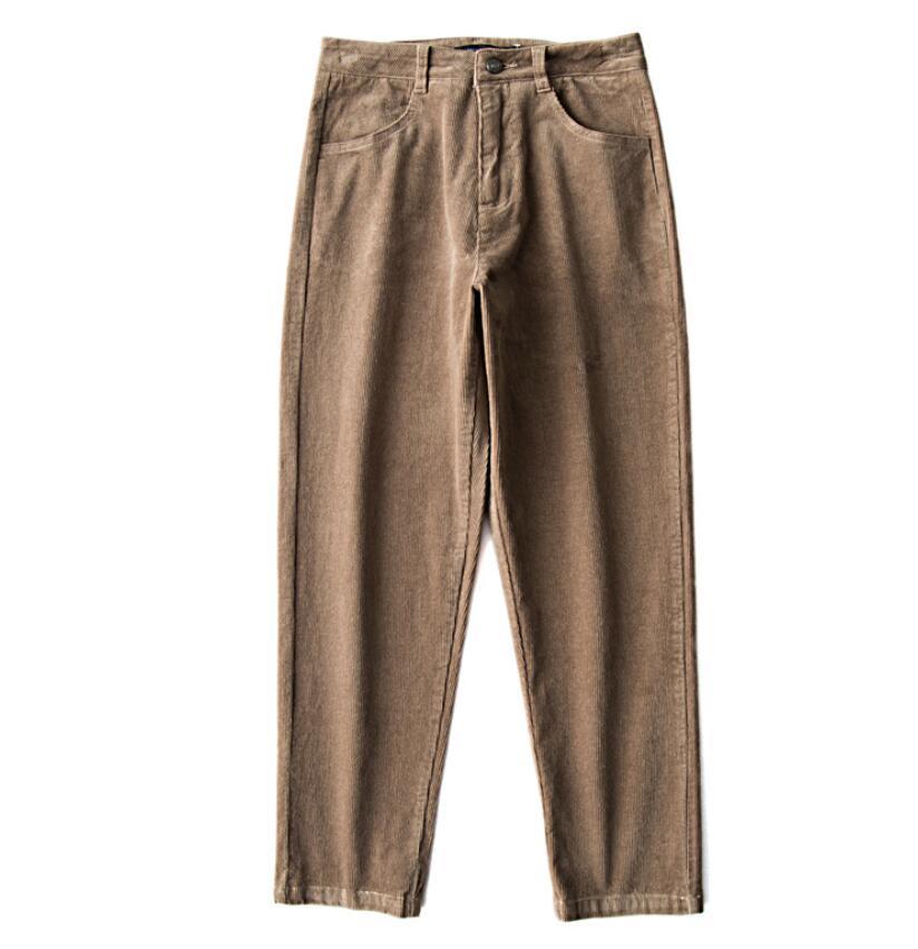 Spring Vintage Corduroy Pants Autumn Woman Mid Waist Ankle Length Loose Harem Trousers Femme Casual Long 210429