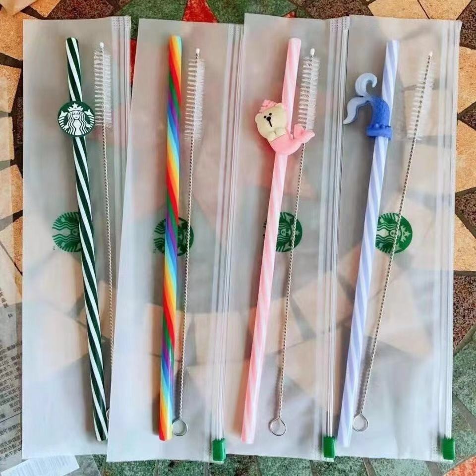 Limited Edition Starbucks Mermaid Bear Rainbow Straw Reuseable Plastic Straws Length 25cm with Straw Brush and Package
Limited Edition Starbucks Mermaid Bear Rainbow Straw Reuseable Plastic Straws Length 25cm with Straw Brush and Package