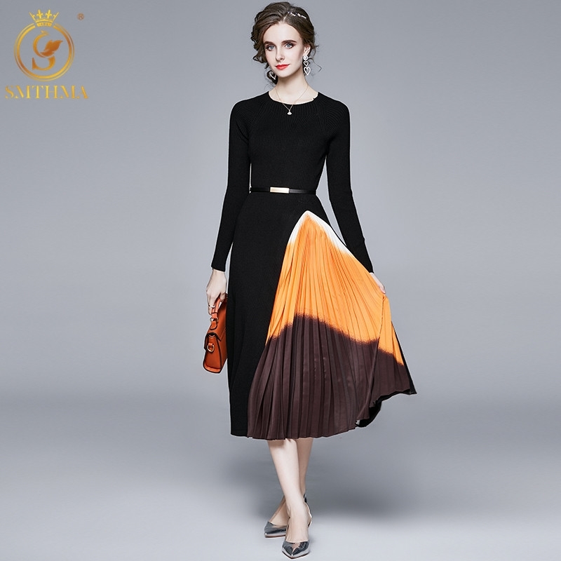 Autumn Winter Women Fashion Gradient Color Pleated Sweater Dresses Elegant Long Sleeve OL Midi Knitted Runway Vestidos 210520, Photo color
Autumn Winter Women Fashion Gradient Color Pleated Sweater Dresses Elegant Long Sleeve OL Midi Knitted Runway Vestidos 210520, Photo color