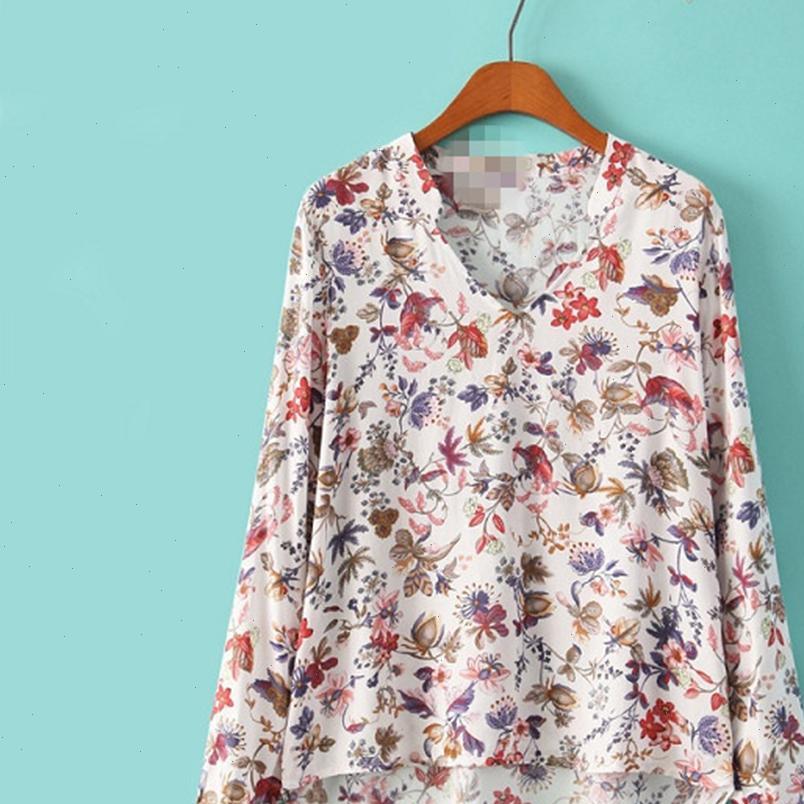 women shirts autumn retro soft cotton v neck long sleeve shirt floral print blouse drop, White
women shirts autumn retro soft cotton v neck long sleeve shirt floral print blouse drop, White