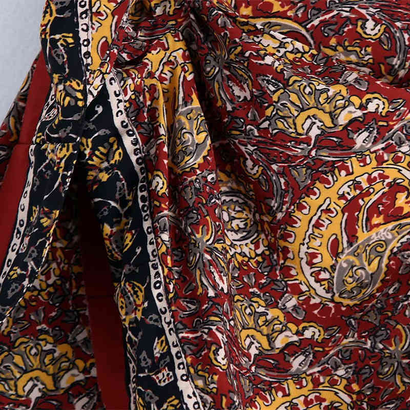 PUWD Vintgae Women High Waist Print Skirt Summer Fashion Ladies Lacing Beach Mini Female Chic Indie Folk s 210522