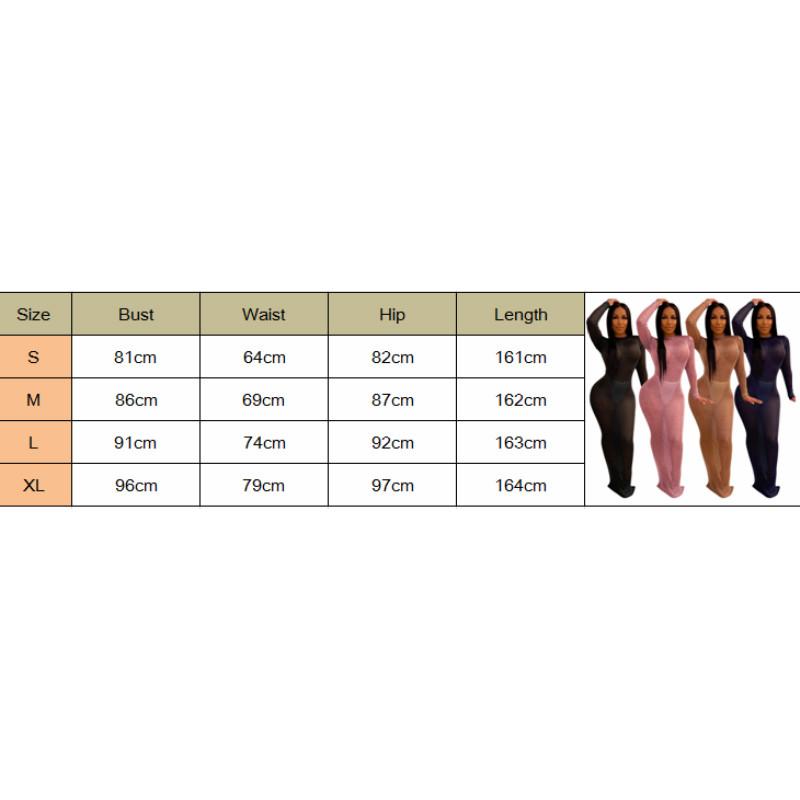Women Sexy Club Seee-through Maxi Dress Long Sleeve Bodycon Evening Party Casual Dresses