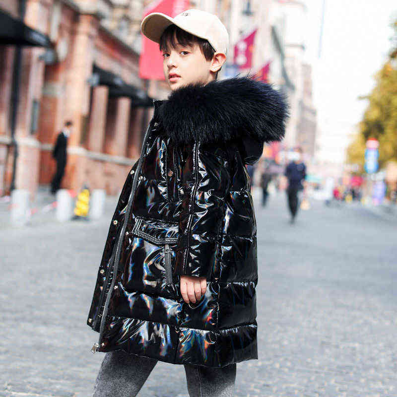 Boy Girls Fashion Hooded Parkas Teenager Autumn Winter Jackets Kids Waterproof Outwear Warm Thicken Cotton Lined Child Clothing 211111