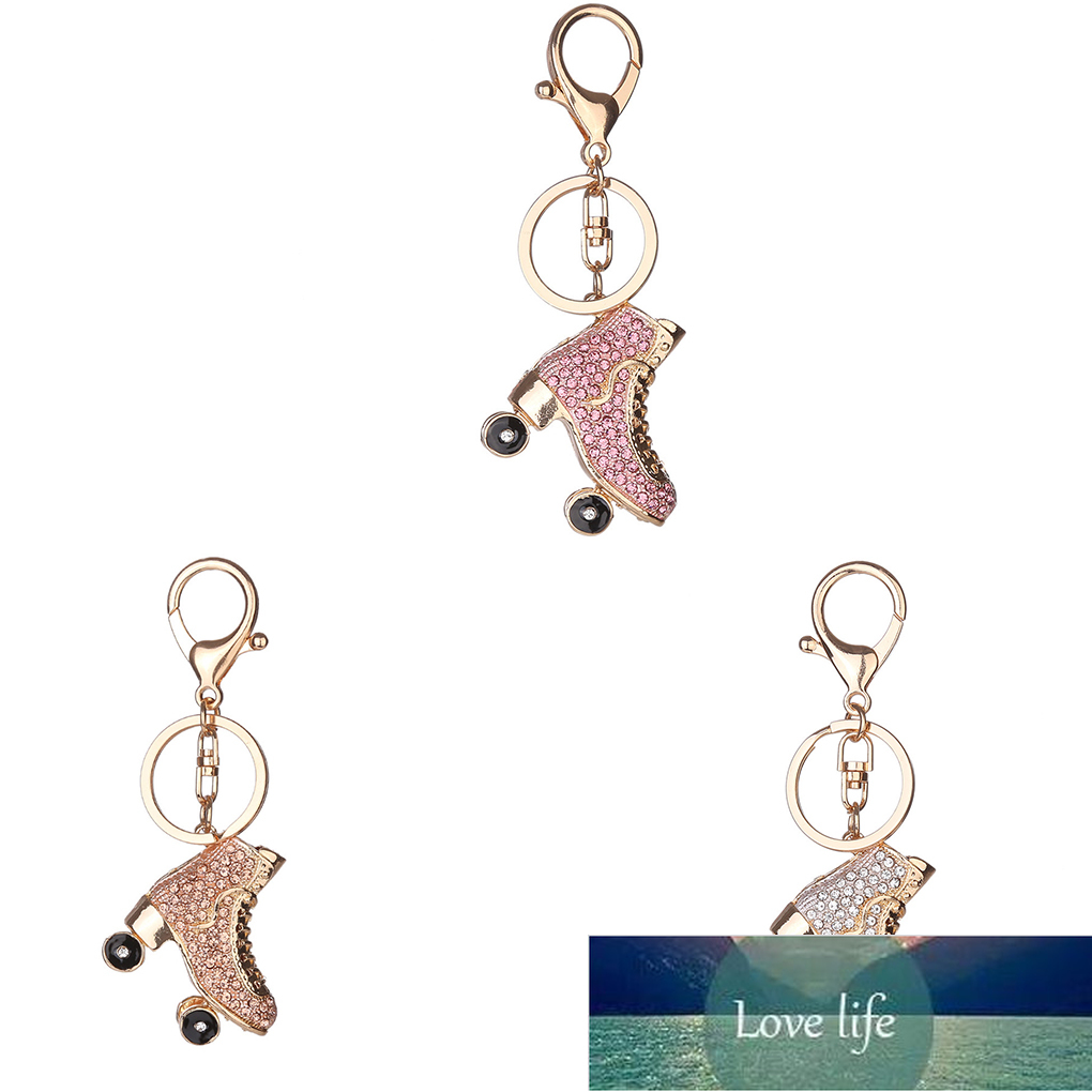 Roller Skates Shoe Crystal Keychain Handbag Pendant Keys Holder Rhinestone Keyring