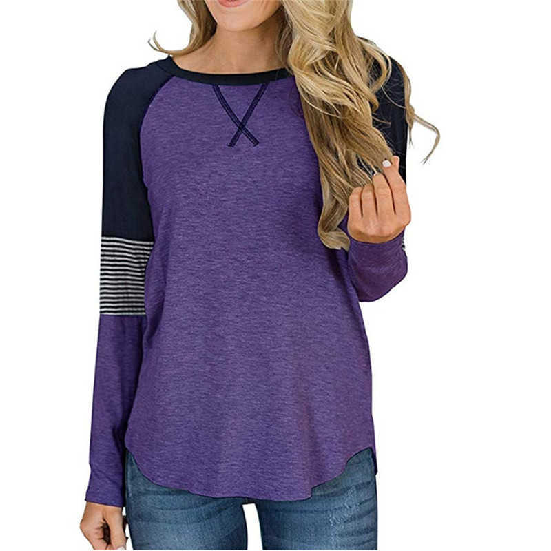 Casual White Women's T-shirt Cotton Raglan Sleeve Color Matching T shirts For Women Plus Size 2XL Autumn Woman Clothing 210819