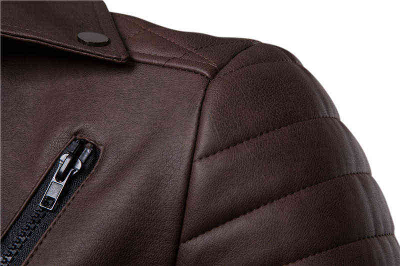 Obique Zipper Motorcycle Leather Jacket Men Stylish Striped Winter Windproof Casaco Masculino PU Leather Jackets Coats Mens 211111