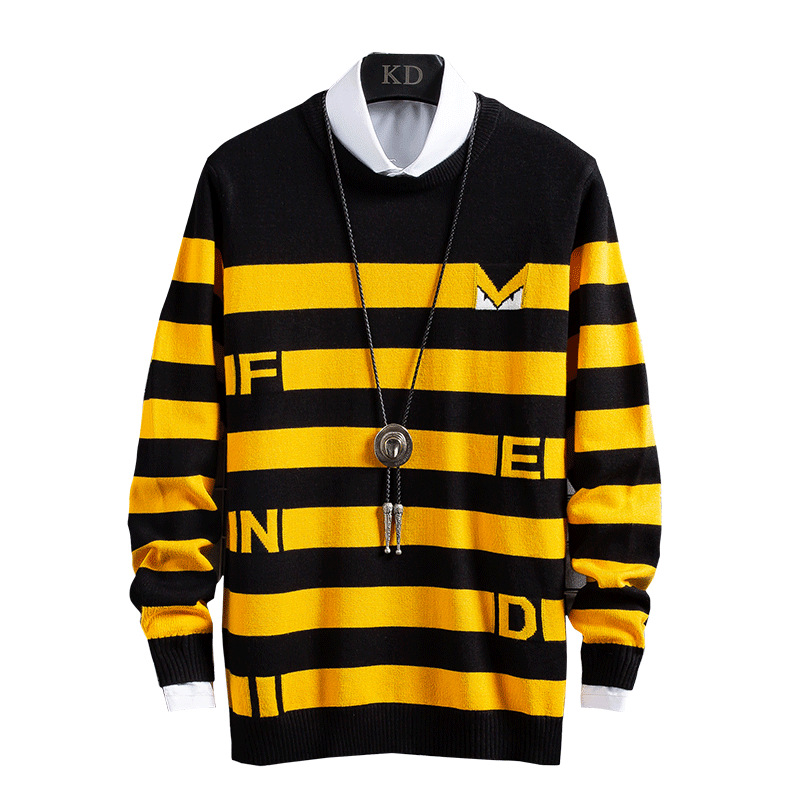 Fall/winter long-sleeved color-blocking sweater men's knit sweaters Korean fashion round neck cardigan, Black
Fall/winter long-sleeved color-blocking sweater men's knit sweaters Korean fashion round neck cardigan, Black