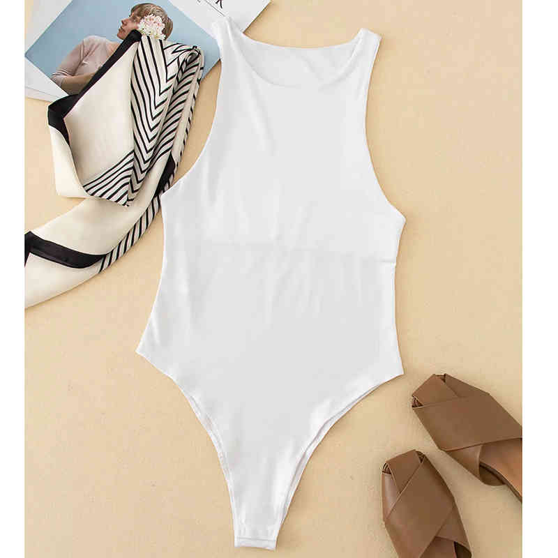 Sleeveless Summer Sexy Bodysuit Women Off Shoulder White Basic Body Top Casual Streetwear Bodysuits Black Tops 210521
