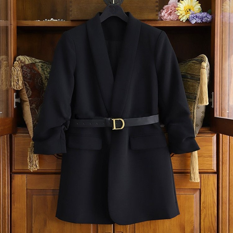 Matching Sets Fashion Clothing Plus Size Notched Full Blazer Jacket + Slim High Waist Pleated Mesh Skirts Elegant Casual Retro 210429