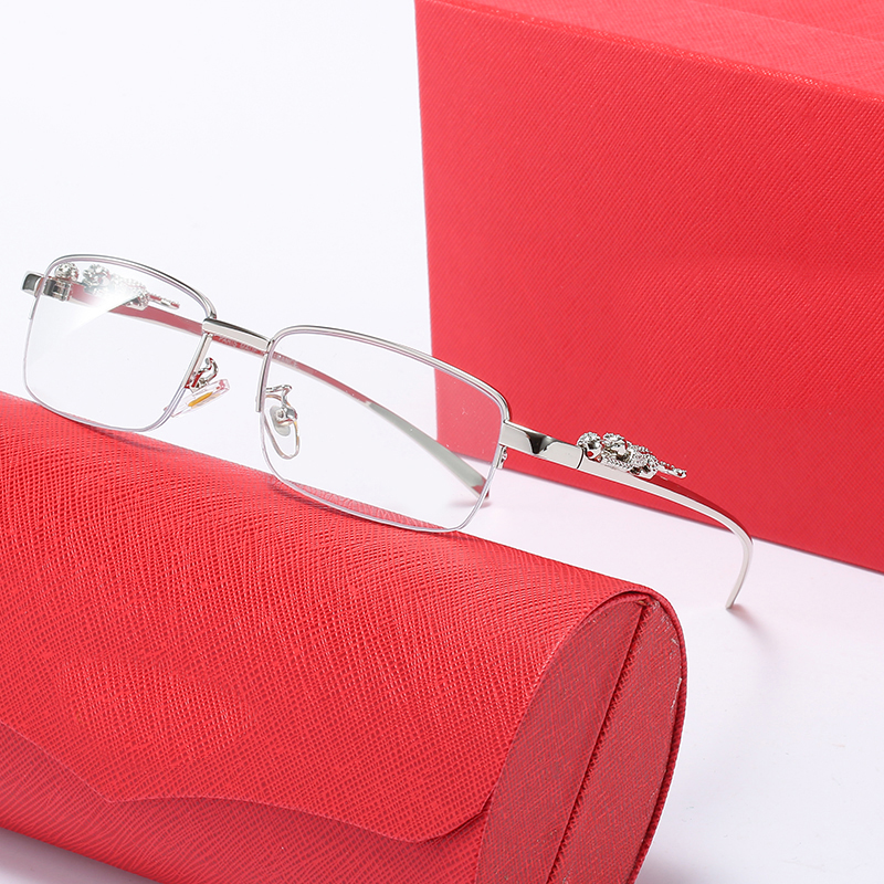 fashion sunglasses frames brand designer glasses man woman silver Metal Eyeglasses optical C Decor Big panther half frame Eyewear Mens Women Sunglass 55-18-143mm