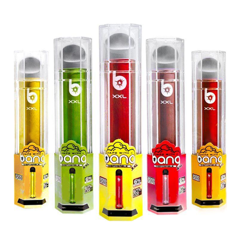 Bang XXL Disposable E cigarettes 2000 Puffs Vape Pen Device 6ml Pre-filled pod Cartridge 800mAh Battery Portable puff bar plus air max box
Bang XXL Disposable E cigarettes 2000 Puffs Vape Pen Device 6ml Pre-filled pod Cartridge 800mAh Battery Portable puff bar plus air max box