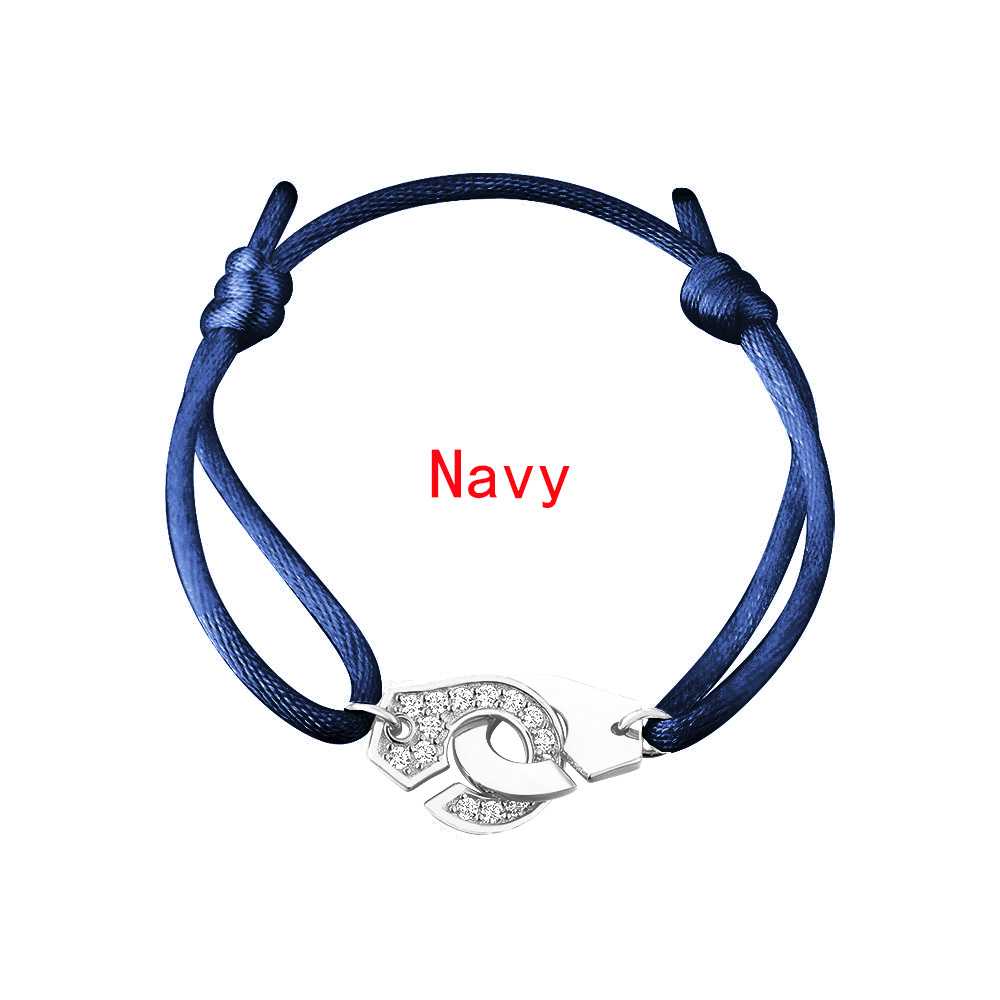 Original Color Handcuff Wedding Bracelet 925 Sterling Silver With Zircon France Style For Women Men Menottes Adjustable Rope Jewelry