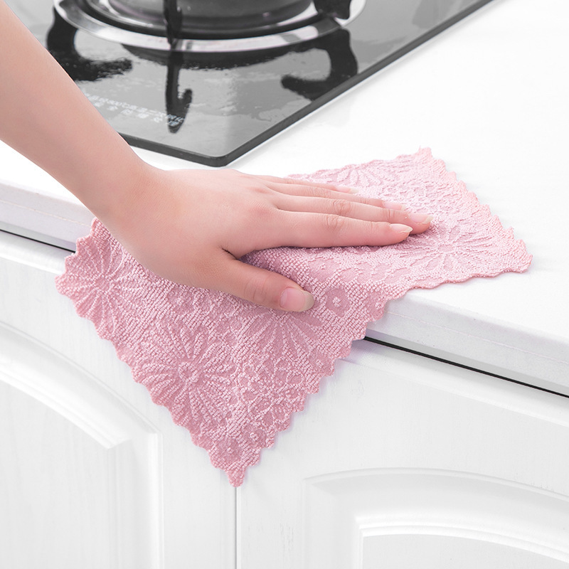 1Pcs Cleaning Towel Anti-grease Super Absorbent Home Washing Dish Wiping Rags 3Colors Microfiber Kitchen Supplies
