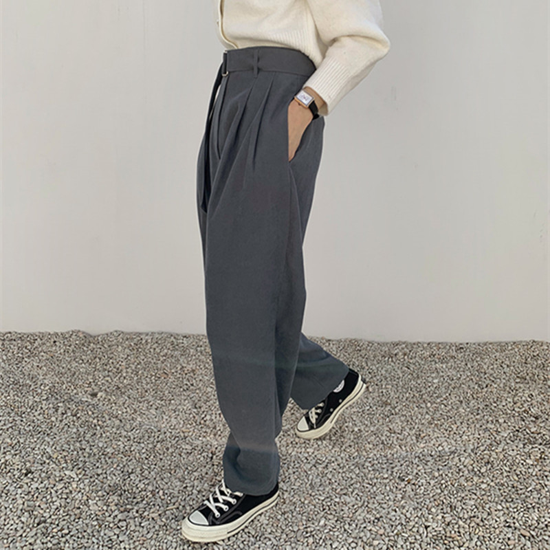 OL Elegant Minimalist High Waist Straight Pants Women Spring Autumn Chic Solid Casual Trousers with Belt 210421