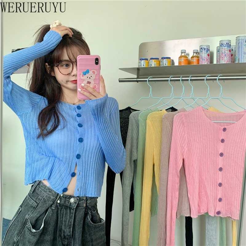 WERUERUYU Women Candy Color Summer Lady Cardigan Elegant V-Neck Short Sleeve Knitted Blouse French Retro Solid Shirts 210608, Pink 
WERUERUYU Women Candy Color Summer Lady Cardigan Elegant V-Neck Short Sleeve Knitted Blouse French Retro Solid Shirts 210608, Pink