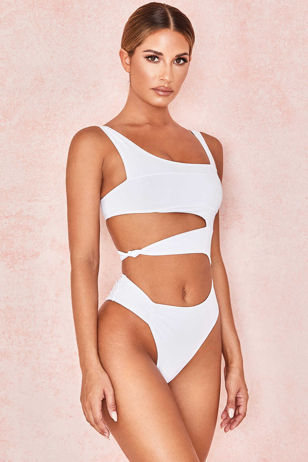 White Swimsuit Sexy Trikini Swimwear Women Cut Out Monokini Push Up Bathsuit Bandage Bathing Suit Maillot De Bain 210625
