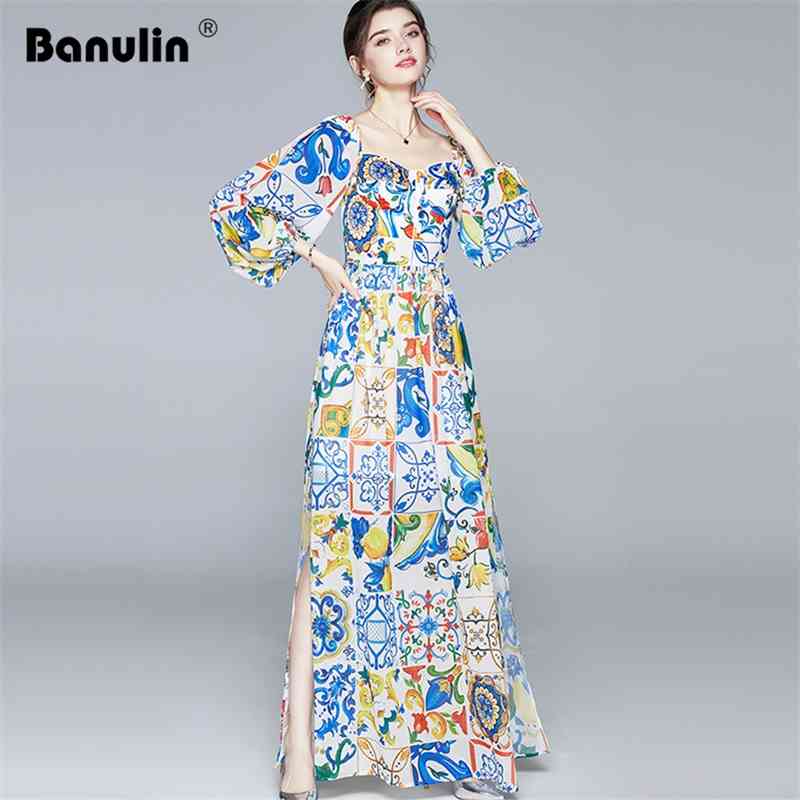 Runway Holiday Floral Long Dress Women Lantern Sleeve Off Shouler Strapless Blue and white porcelain printing Split Beach 210603
Runway Holiday Floral Long Dress Women Lantern Sleeve Off Shouler Strapless Blue and white porcelain printing Split Beach 210603