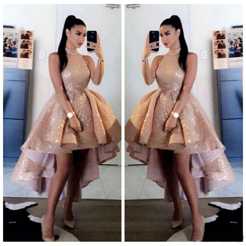 Bling Bling Sequins Rose Gold High Neck Prom Dresses 2021 Sexy Short Front Long Back Sleeveless Formal Party Evening Gowns vestido de gala, Black
Bling Bling Sequins Rose Gold High Neck Prom Dresses 2021 Sexy Short Front Long Back Sleeveless Formal Party Evening Gowns vestido de gala, Black
