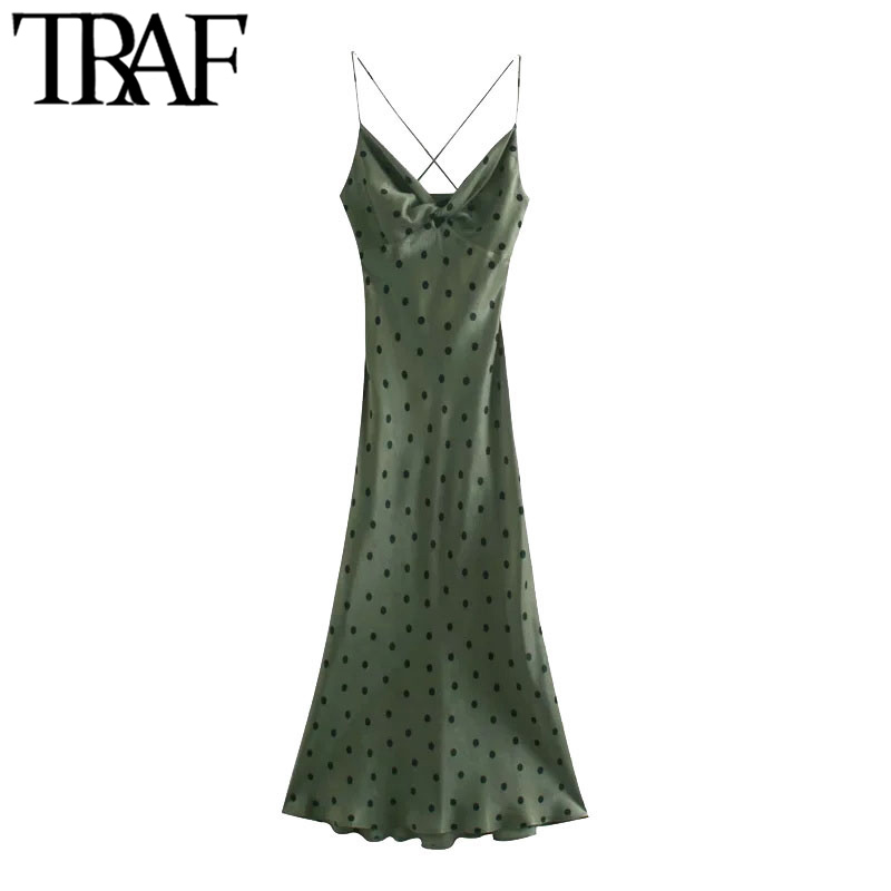 TRAF Women Chic Fashion With Knot Polka Dot Midi Dress Vintage Backless Cross Thin Straps Female Dresses Vestidos Mujer, As picture
TRAF Women Chic Fashion With Knot Polka Dot Midi Dress Vintage Backless Cross Thin Straps Female Dresses Vestidos Mujer, As picture
