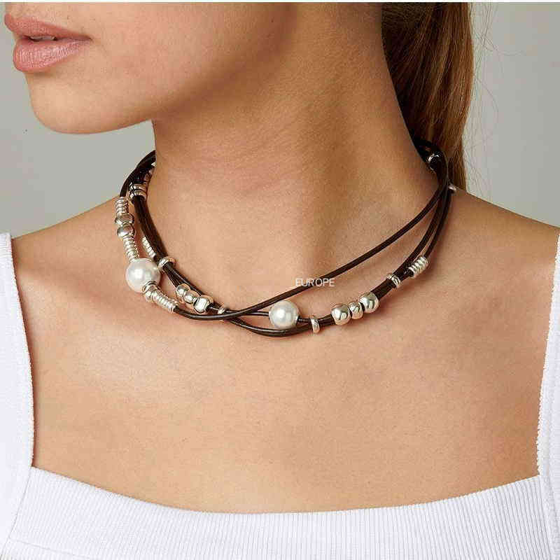 Spain Unode50 Niche Design Leather Rope Multi-layer Necklace Gift Net Red Recommendation