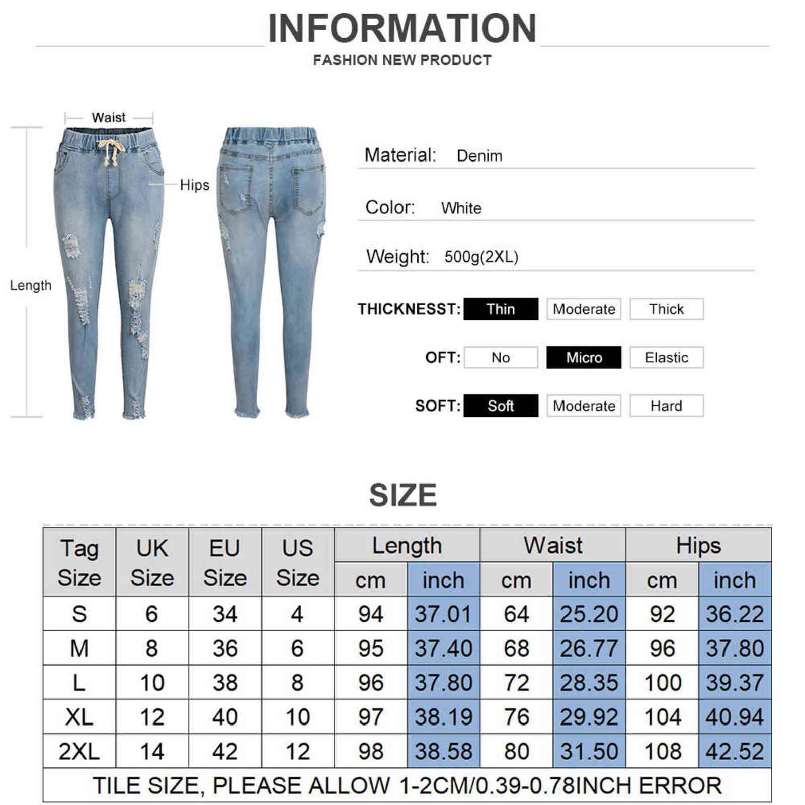 Lace-Up Ladies Pencil Pants Fashion Slim Women Ripped Skinny Jeans Denim Trousers Leggings Blue D30 211129