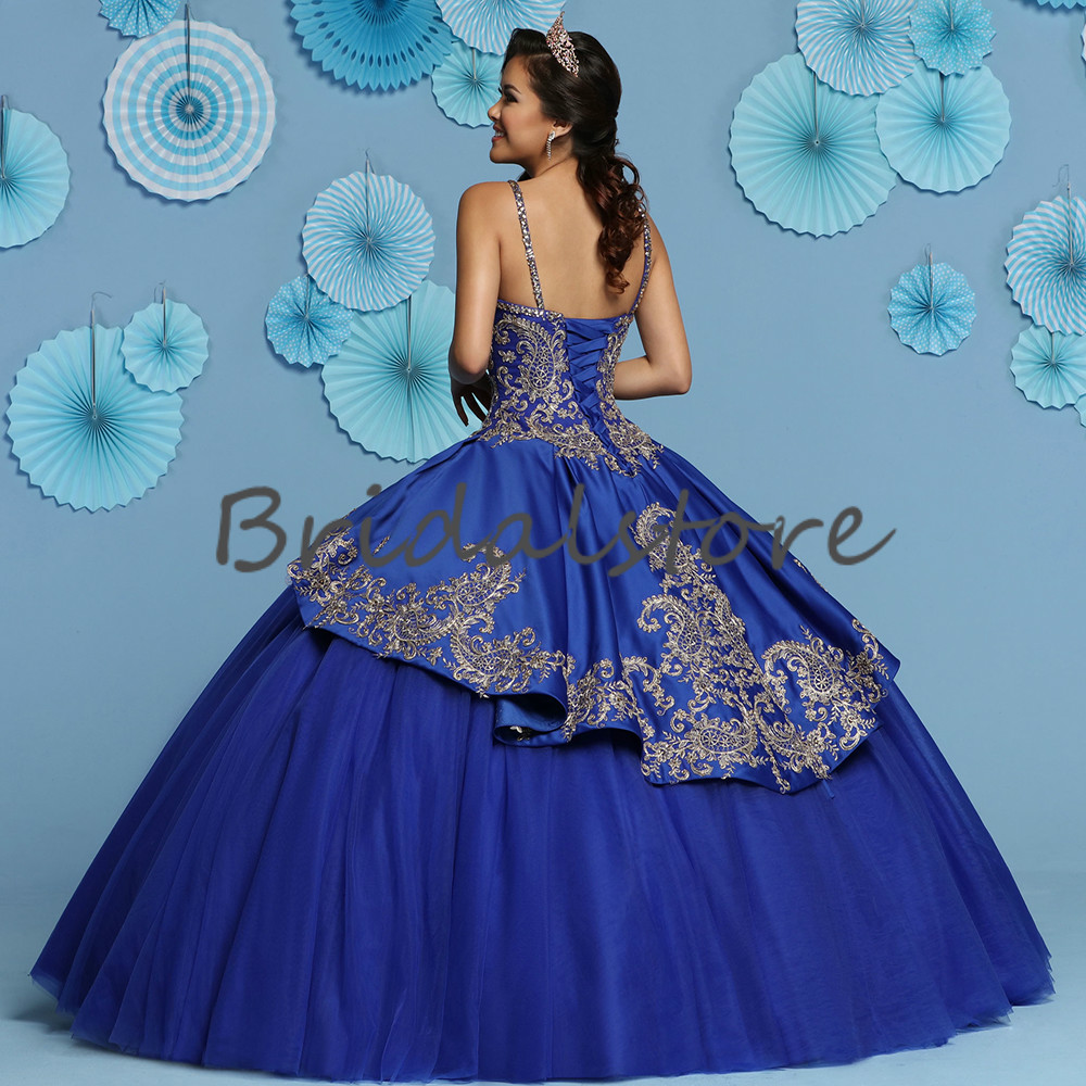 Sweet 15 Royal Blue Two Piece Quinceanera Dresses Mexican With Jacket Spaghetti Straps Sweetheart Fluffy Ball Gown Burgundy Prom Dress For Night Eveni