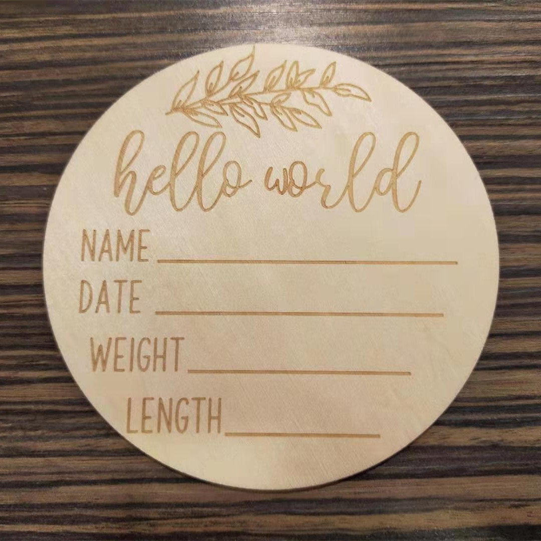 

10pcs Wood Milestone Card Hello World Wooden Personalized Baby Announcement Plaque Sign Photography Props Shower Gift