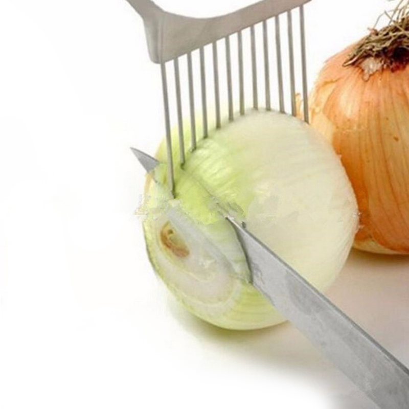 1PC Stainless Steel Onion Fork Onion Needle Vegetables Fruit Slicer Tomato Cutter Cutting Safe Aid Holder Kitchen Gadgets