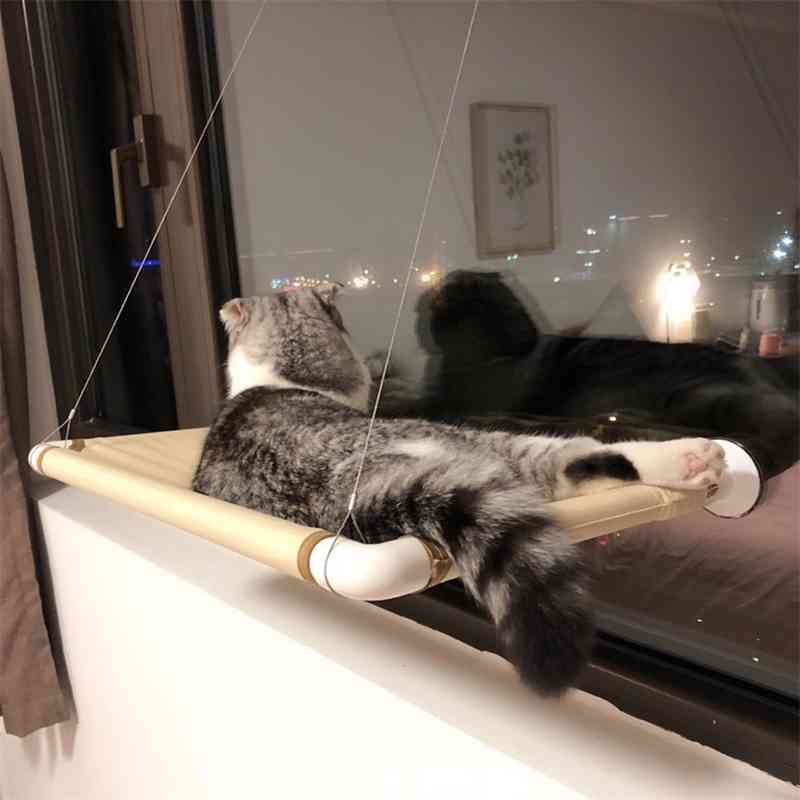 Cat Bed Hammock For Cats Lovely Breathable Lounger Installed Window Beds Cat's House Suction Cup Wall Mount Kitten Supplies Rest 210722